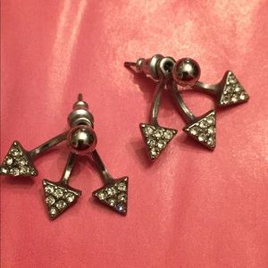 Rhinestone Spike Front Back Earrings